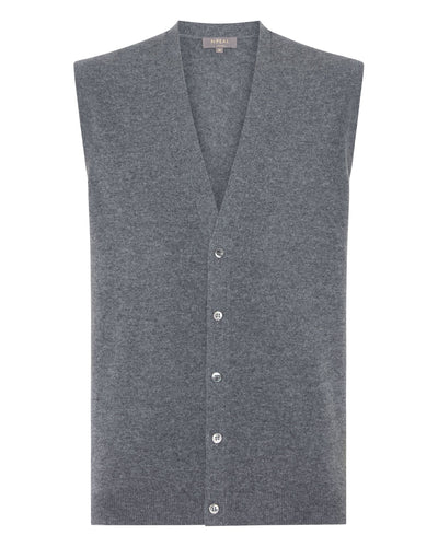 N.Peal Men's Sleeveless Cashmere Tank Top Elephant Grey