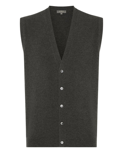 N.Peal Men's Sleeveless Cashmere Tank Top Grey Moss