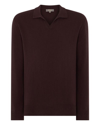 N.Peal Men's Sloane Cashmere Polo Redwood
