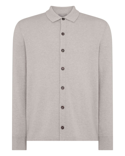 N.Peal Men's Putney Cashmere Polo Shirt Oat Grey