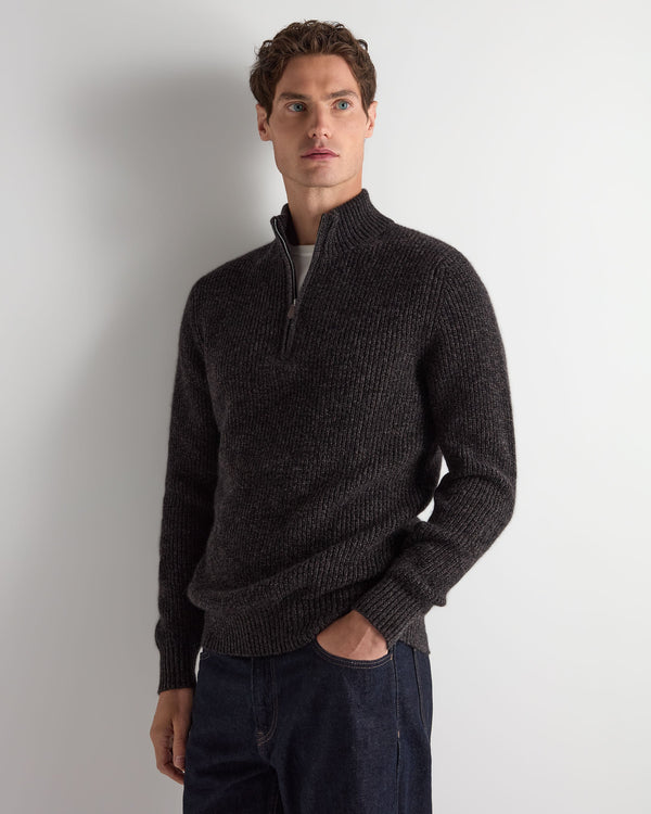 Men's Ribbed Half Zip Cashmere Jumper 1