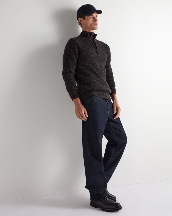 Men's Ribbed Half Zip Cashmere Jumper 3