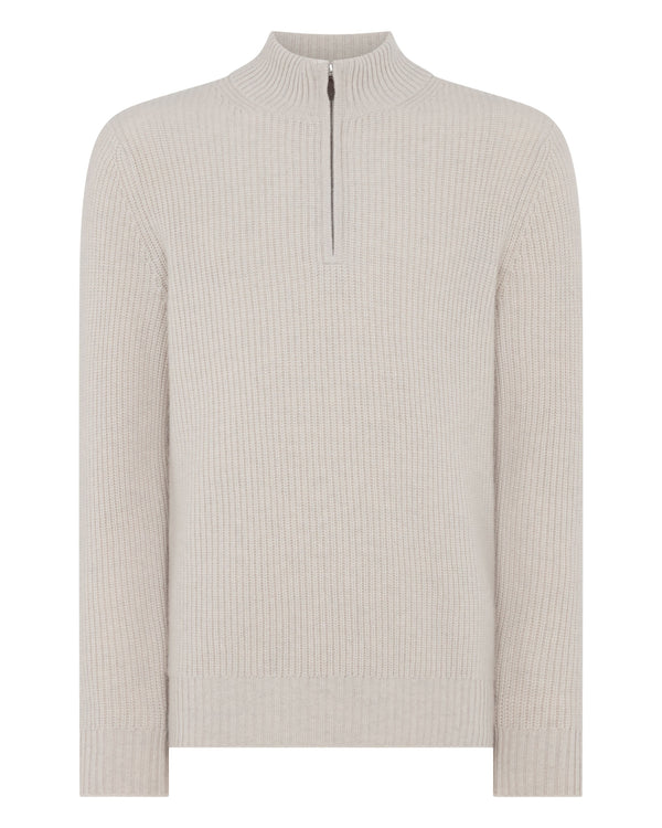 Men's Ribbed Half Zip Cashmere Jumper 2