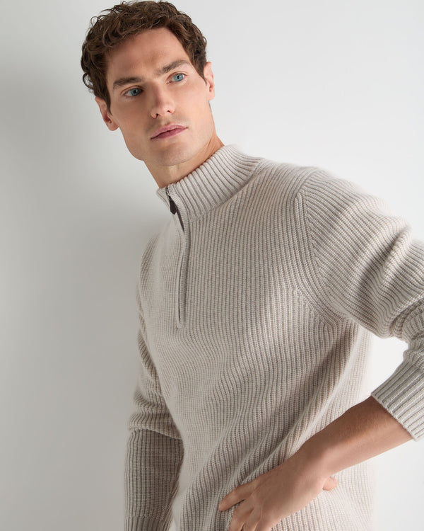 Men's Ribbed Half Zip Cashmere Jumper 5