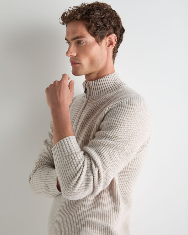 Men's Ribbed Half Zip Cashmere Jumper 7