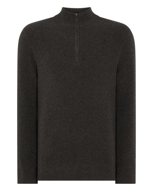 Men's Ribbed Half Zip Cashmere Jumper  2
