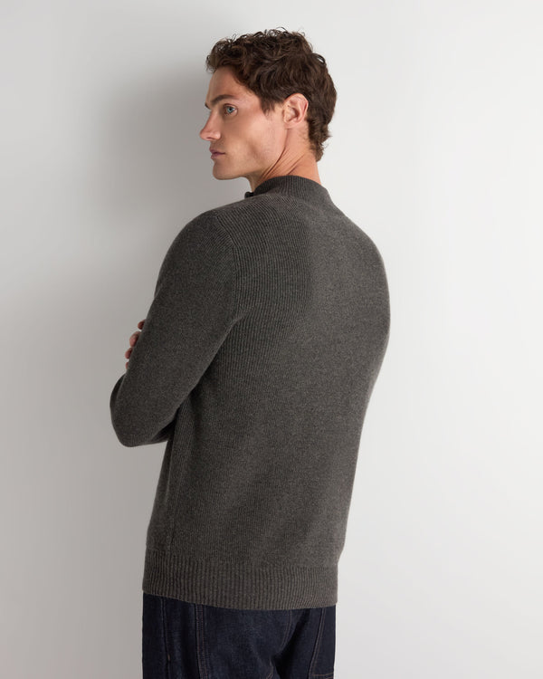 Men's Ribbed Half Zip Cashmere Jumper  4