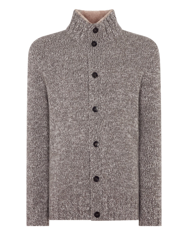 Men's Button Through Cashmere Cardigan With Fur Trim 2