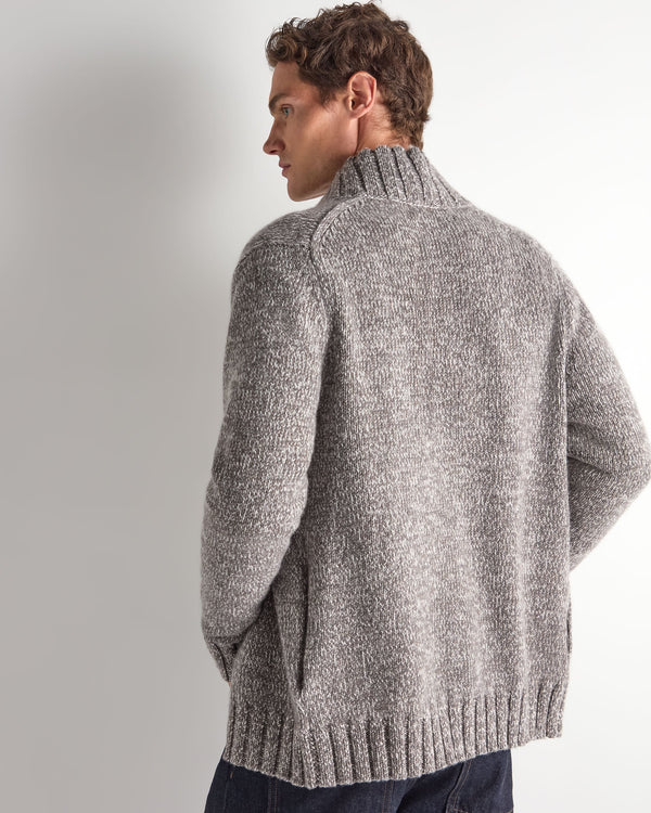 Men's Button Through Cashmere Cardigan With Fur Trim 4