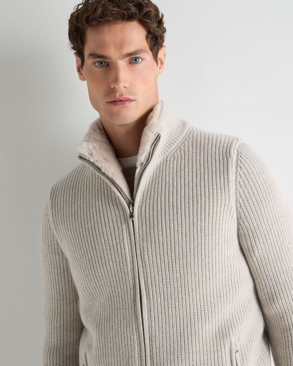 Men's Ribbed Fur Lined Cashmere Jacket 5