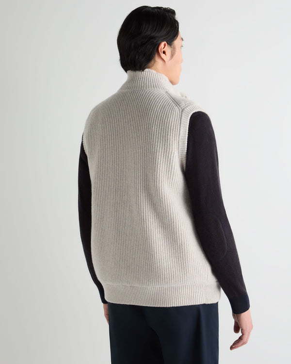 Men's Ribbed Fur Lined Cashmere Gilet 4