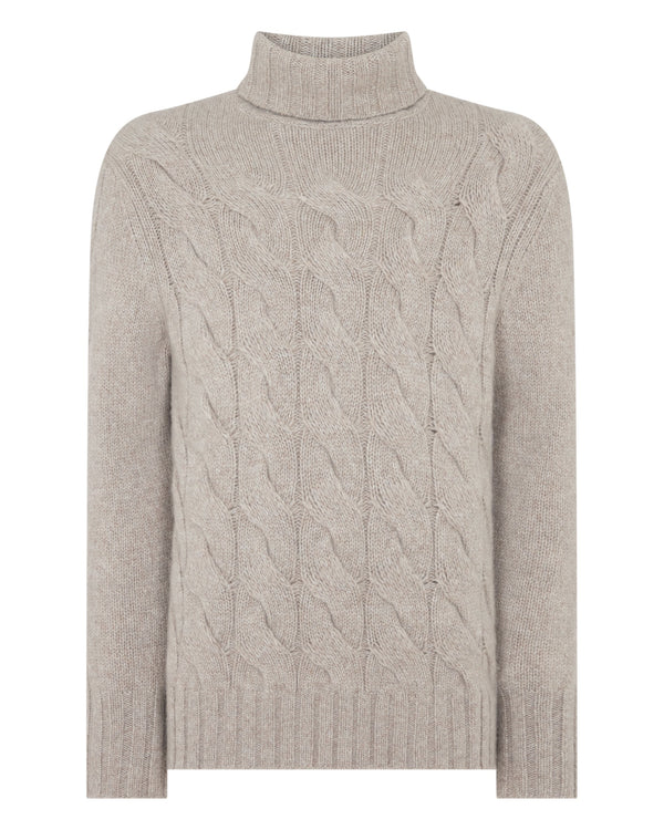 Men's Heavyweight Cable Roll Neck Cashmere Jumper 2