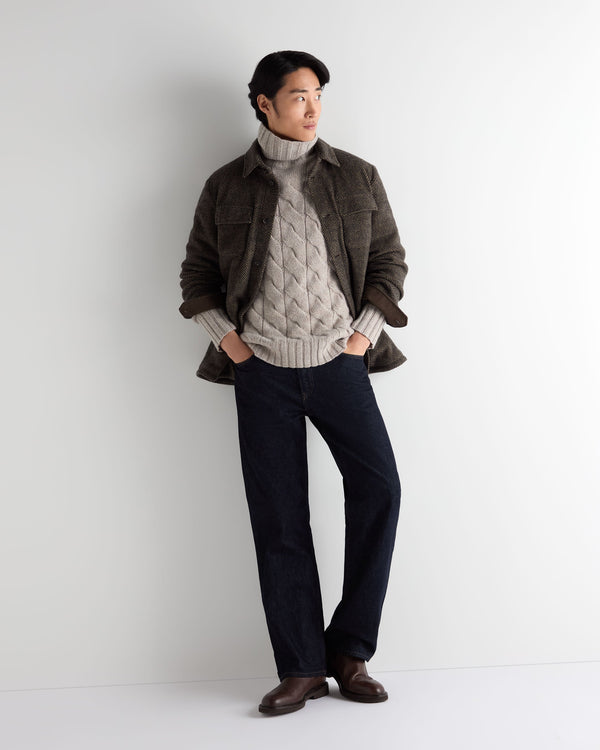 Men's Heavyweight Cable Roll Neck Cashmere Jumper 3