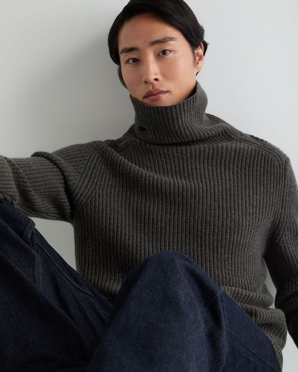 Men's English Rib Roll Neck Cashmere Jumper  6