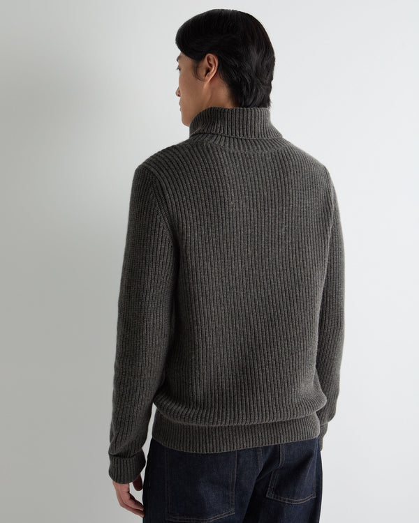 Men's English Rib Roll Neck Cashmere Jumper  4
