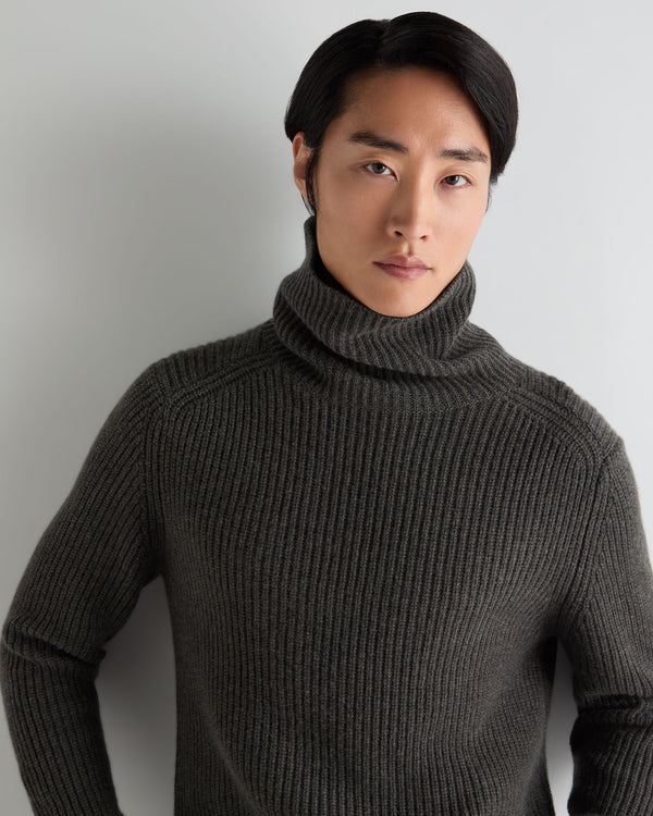 Men's English Rib Roll Neck Cashmere Jumper  5