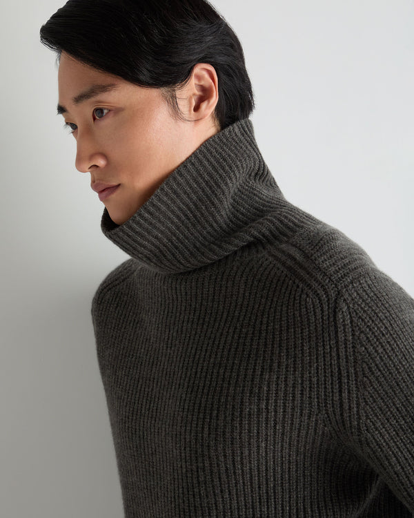 Men's English Rib Roll Neck Cashmere Jumper  7