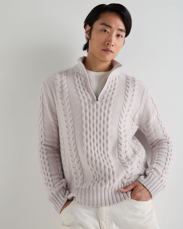 Men's Aran Half Zip Cashmere Jumper 1