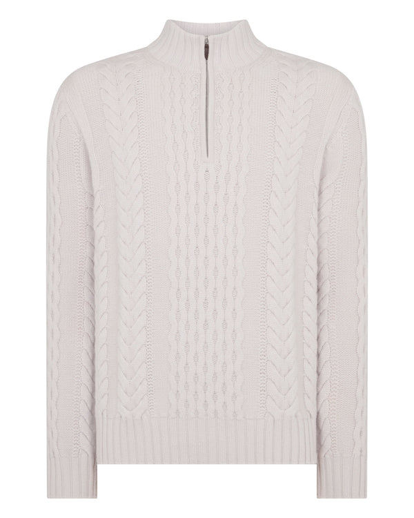 Men's Aran Half Zip Cashmere Jumper 2