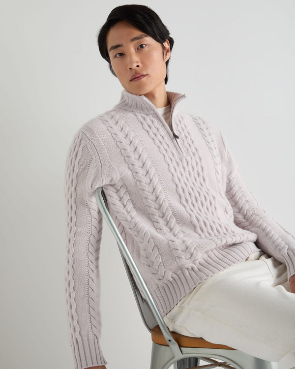 Men's Aran Half Zip Cashmere Jumper 6