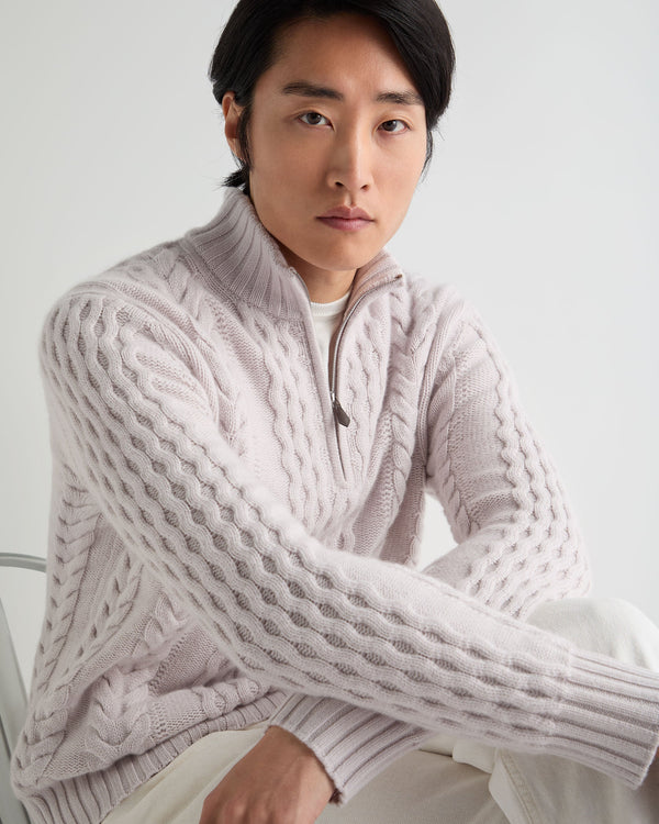 Men's Aran Half Zip Cashmere Jumper 7