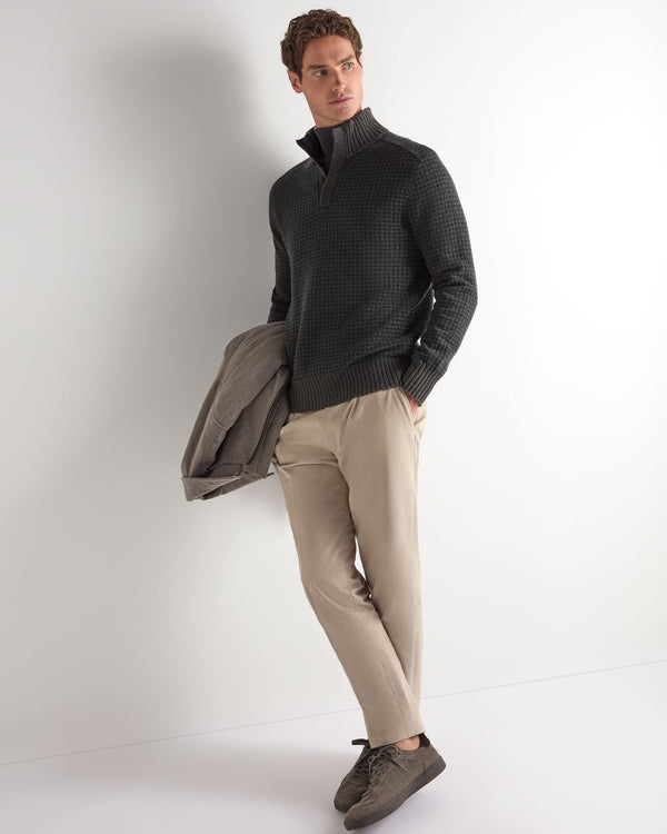 Men's Houndstooth Half Button Cashmere Jumper  3