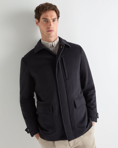 N.Peal Men's Weekend Cashmere Coat Navy Blue