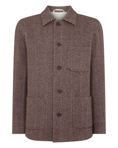 N.Peal Men's Herringbone Jacket Brown Herringbone