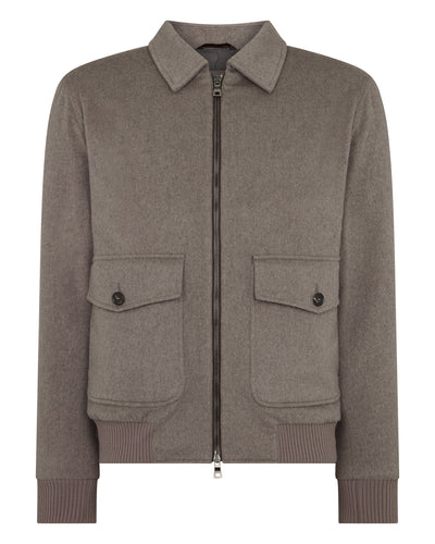 N.Peal Men's High Collar Blouson Jacket Mid Grey