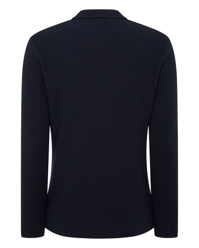N.PEAL x TUCCI TEXTURED KNITTED BLAZER Navy Blue