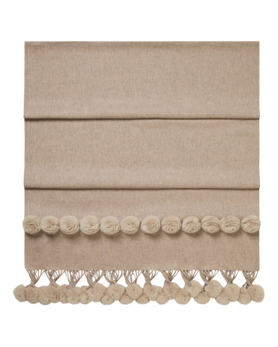 N.Peal Women's Davos Fur Bobble Woven Shawl Oatmeal Brown