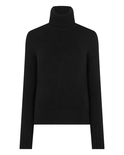 N.Peal Women's Chunky Roll Neck Cashmere Jumper Black