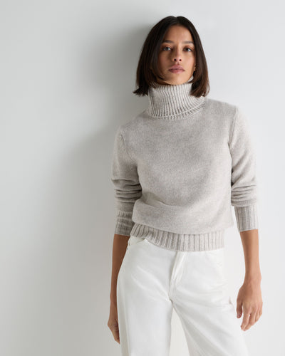 N.Peal Women's Hazel Chunky Roll Neck Cashmere Jumper Cashmere Grey Melange