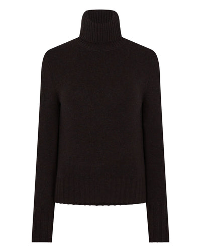 N.Peal Women's Hazel Chunky Roll Neck Cashmere Jumper Cocoa Brown