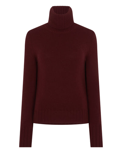 N.Peal Women's Hazel Chunky Roll Neck Cashmere Jumper Rustic Red