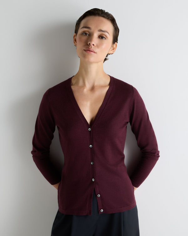Women's Mia Superfine Cashmere V Neck Cardigan 1