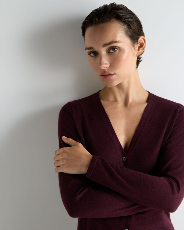 Women's Mia Superfine Cashmere V Neck Cardigan 5