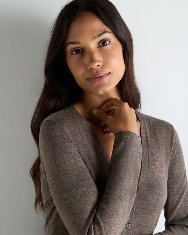 Women's Mia Superfine Cashmere V Neck Cardigan 5