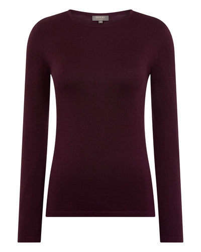 N.Peal Women's Eden Superfine Cashmere Round Neck Top Damson Red