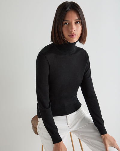N.Peal Women's Margot Superfine Cashmere Roll Neck Jumper Black