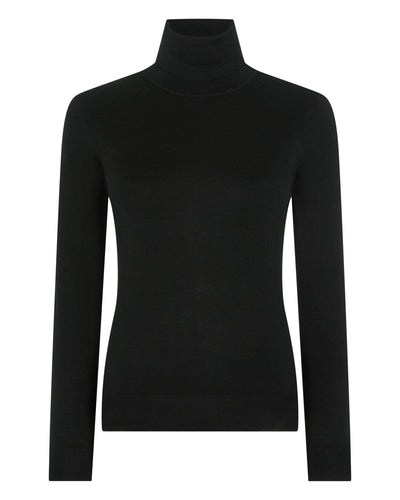 N.Peal Women's Margot Superfine Cashmere Roll Neck Jumper Black