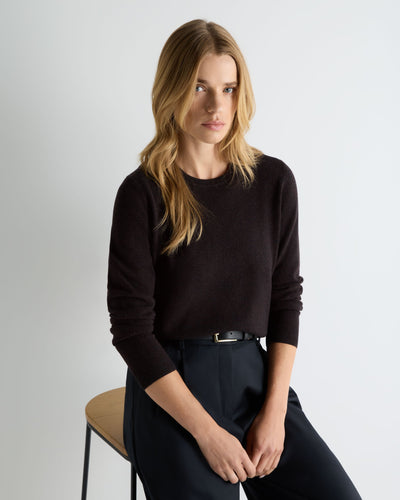 N.Peal Women's Evie Classic Round Neck Cashmere Jumper Cocoa Brown