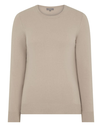 N.Peal Women's Evie Classic Round Neck Cashmere Jumper Cashew Brown