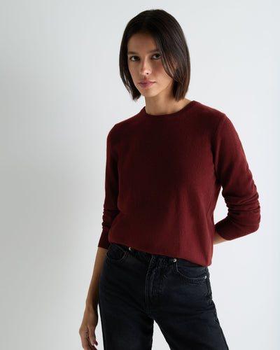 N.Peal Women's Evie Classic Round Neck Cashmere Jumper Rustic Red