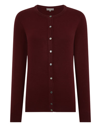 N.Peal Women's Olivia Round Neck Cashmere Cardigan Rustic Red