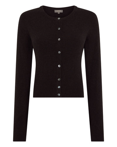 N.Peal Women's Ivy Cropped Cashmere Cardigan Cocoa Brown