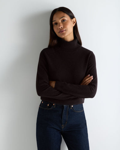 N.Peal Women's Luna Roll Neck Cashmere Jumper Cocoa Brown