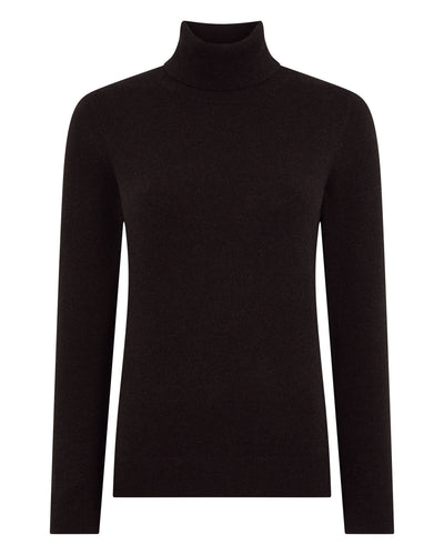 N.Peal Women's Luna Roll Neck Cashmere Jumper Cocoa Brown