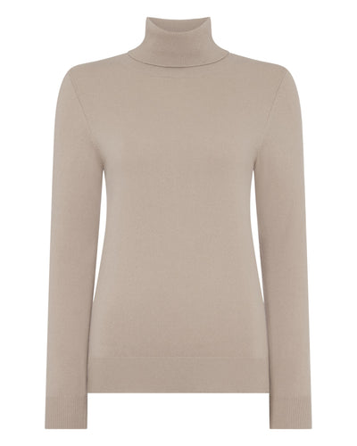 N.Peal Women's Luna Roll Neck Cashmere Jumper Cashew Brown
