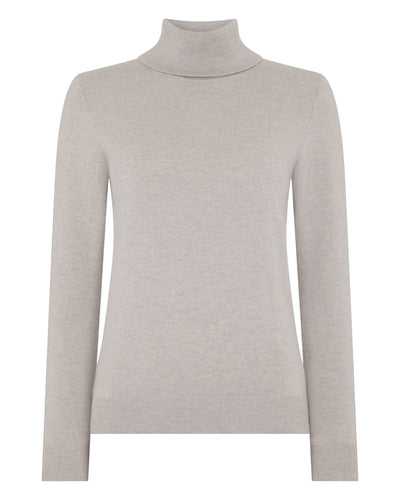 N.Peal Women's Luna Roll Neck Cashmere Jumper Oat Grey